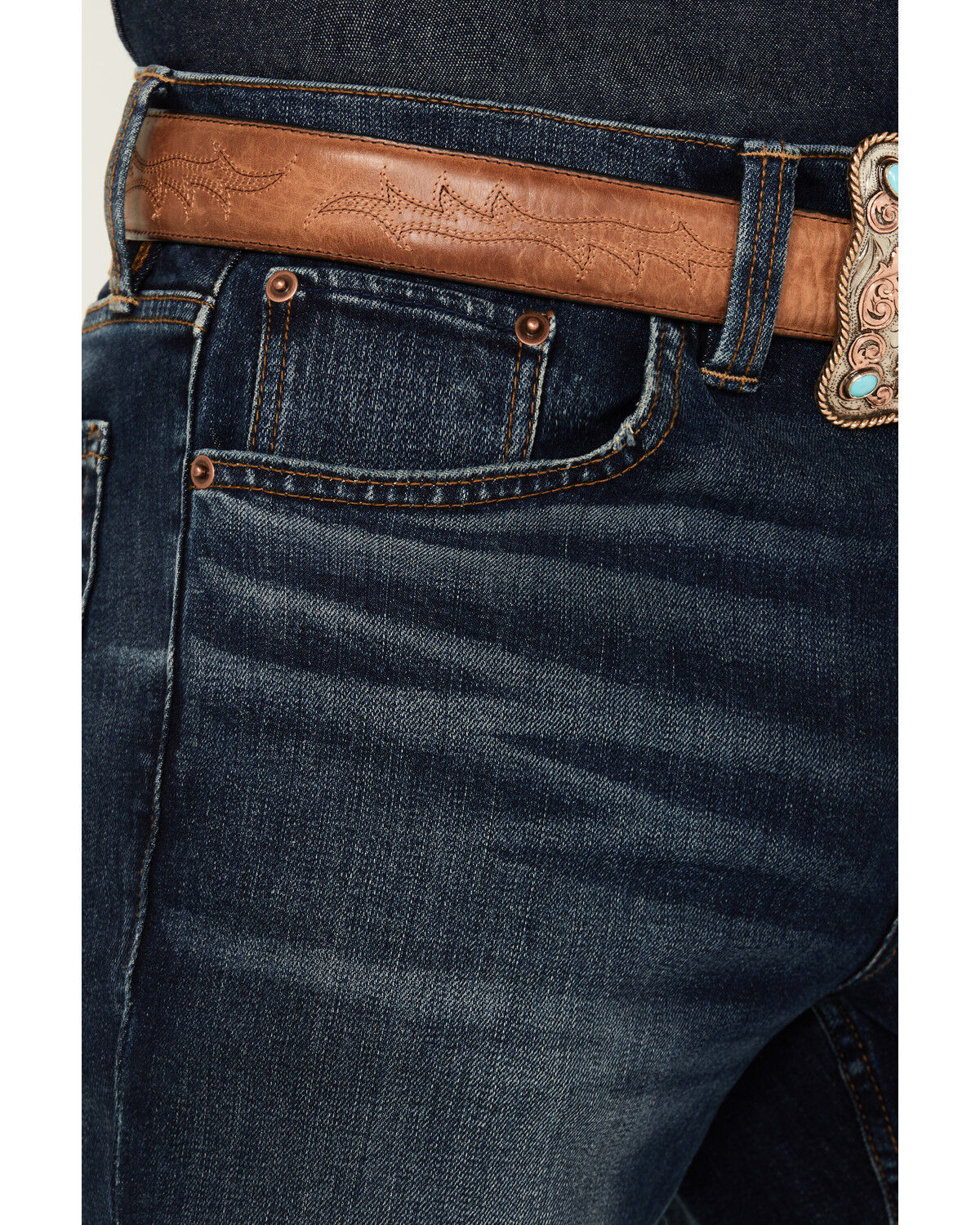 Image #2 - Blue Ranchwear Men's Bronson Slim Straight Stretch Denim Jeans, Dark Wash, hi-res