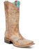 Image #1 - Corral Girls' Embroidered Western Boots - Broad Square Toe, Tan, hi-res