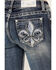 Image #2 - Grace In LA Women's Fleur De Lis Embroidered Pocket Bootcut Stretch Denim Jeans, Medium Wash, hi-res