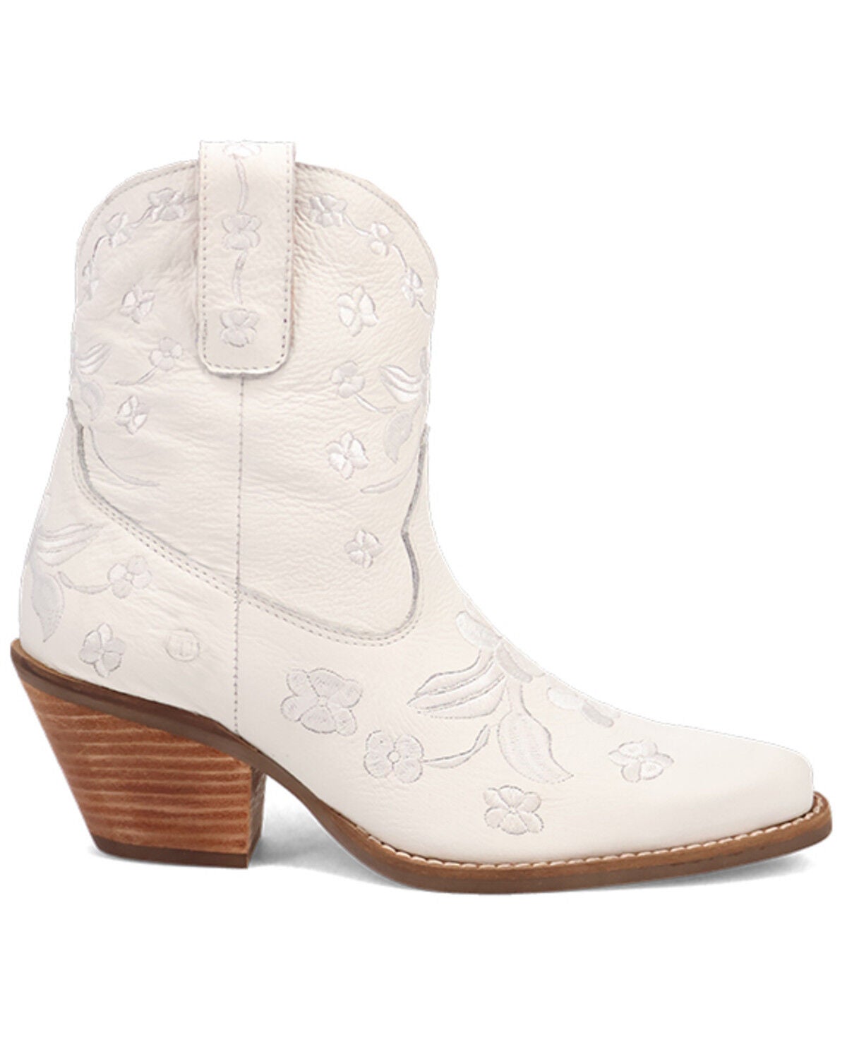 Image #2 - Dingo Women's Sweetheart Embroidered Booties - Round Toe, White, hi-res