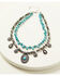 Shyanne Women's Shimmer Concho Multi Layered Turquoise Beaded Necklace, Silver, hi-res