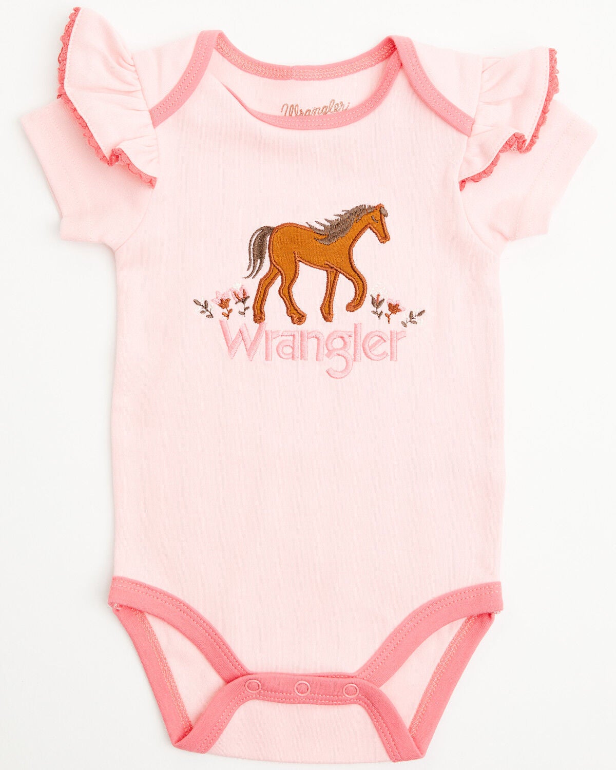 Wrangler Infant Girls' Horse Onesie, Pink, hi-res