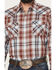 Image #3 - Ely Walker Men's Plaid Print Long Sleeve Pearl Snap Western Shirt, Burgundy, hi-res