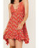 Free People Women's Adella Floral Print Sleeveless Slip Dress, Red, hi-res