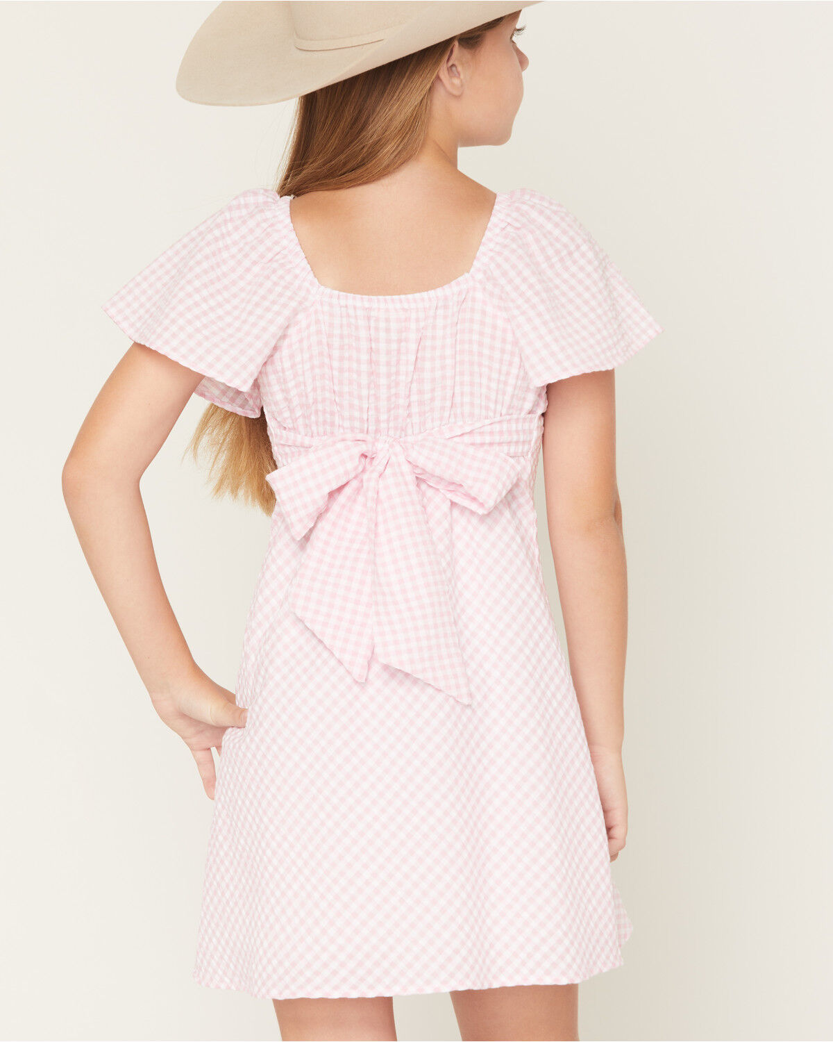 Image #4 - Originality Girls' Emma Gingham Tie Back Dress, Pink, hi-res