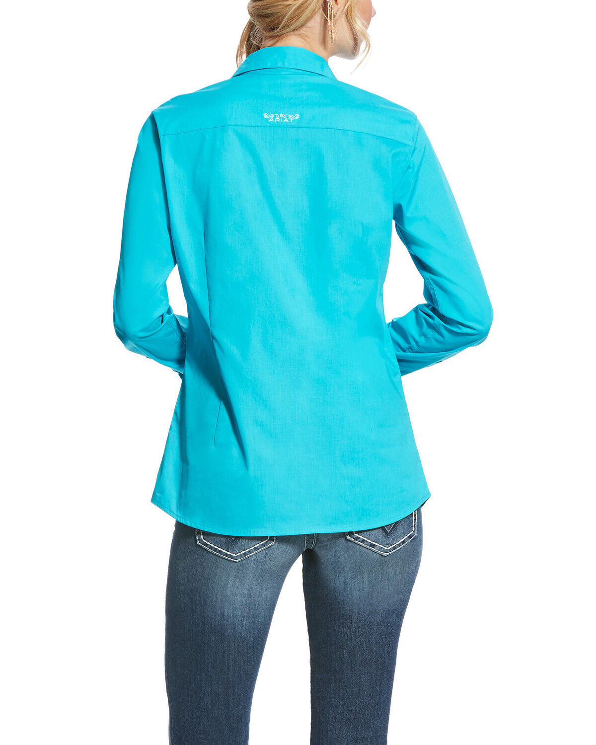 Image #2 - Ariat Women's Kirby Stretch Button Down Long Sleeve Shirt, Turquoise, hi-res