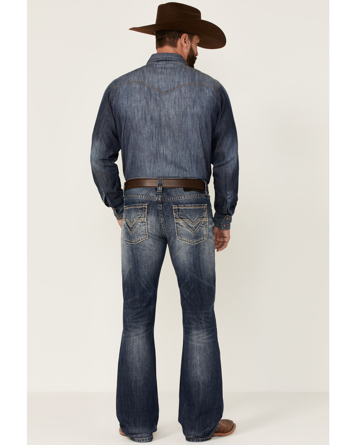 Image #1 - Rock & Roll Denim Men's Medium Wash Pistol Regular Bootcut Jeans, Blue, hi-res