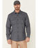 Image #1 - Hawx Men's Greyline Solid Stretch Herringbone Long Sleeve Work Shirt, Navy, hi-res