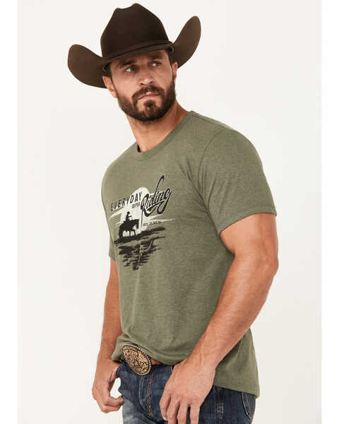 Image #2 - Cody James Men's Riding Horse Short Sleeve Graphic T-Shirt, Olive, hi-res
