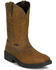 Image #1 - Justin Men's Trencher Pull-On Work Boots - Steel Toe, Brown, hi-res