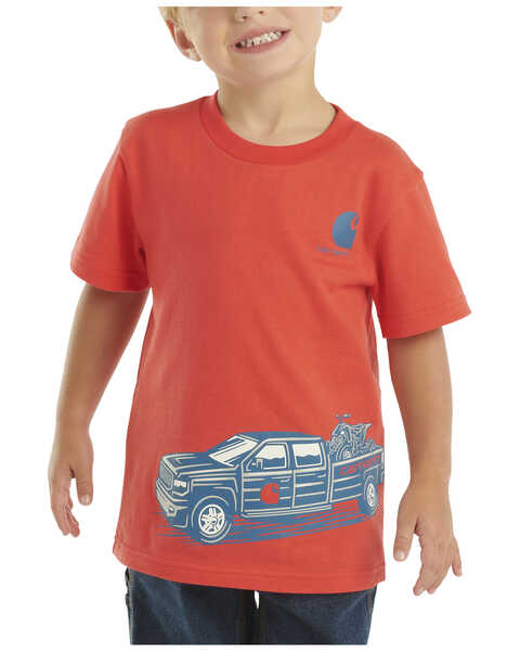 Image #1 - Carhartt Toddler Boys' Truck Wrap Short Sleeve Graphic T-Shirt , Red, hi-res