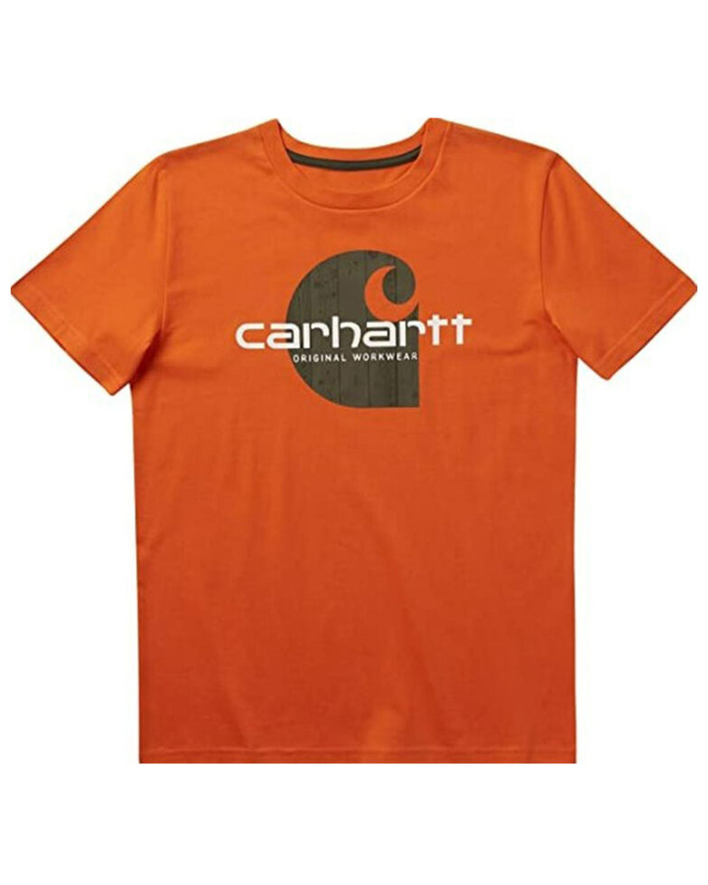 Carhartt Boys' Woodgrain C Short Sleeve T-Shirt, Orange, hi-res