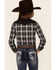 Roper Girls' Plaid Print Fancy Applique Yoke Long Sleeve Snap Western Shirt , Black, hi-res
