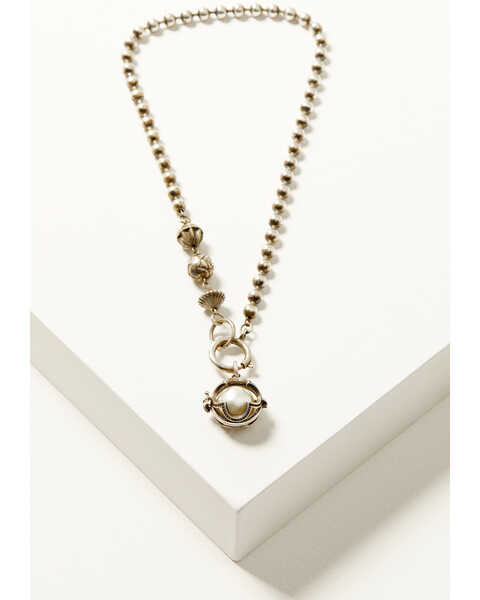 Image #2 - Erin Knight Designs Women's Vintage Sterling Plated Ball Chain with Vintage Caged Pendant , Gold, hi-res