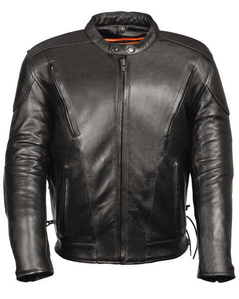Milwaukee Leather Men's Side Lace Vented Scooter Jacket - 5X, Black, hi-res
