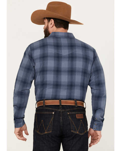 Image #4 - Blue Ranchwear Men's Lander Plaid Print Long Sleeve Western Snap Shirt, Blue, hi-res