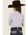 Image #4 - Ariat Girls' Striped Print Long Sleeve Button-Down Stretch Western Shirt, Lavender, hi-res