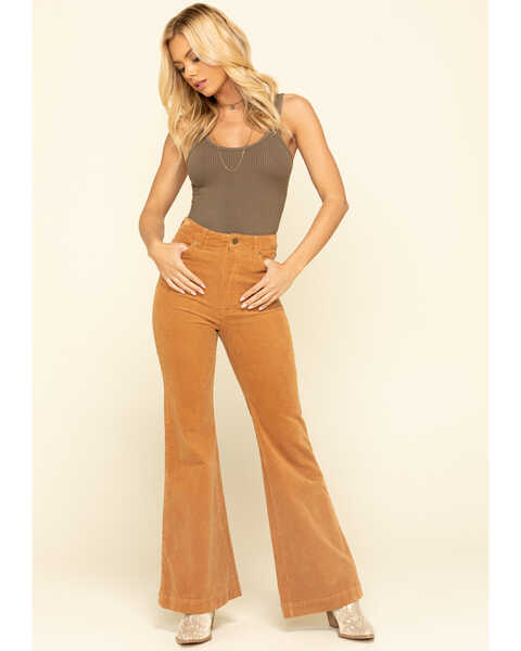 Rolla's Women's Corduroy Flare Jeans, Tan, hi-res