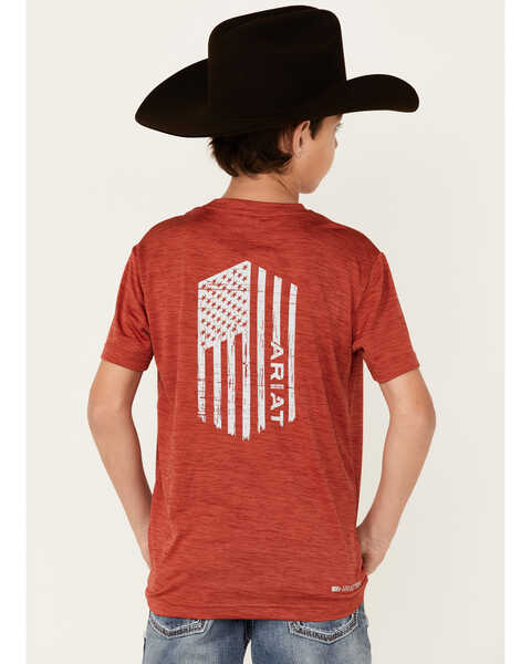 Image #3 - Ariat Boys' Charger Vertical Flag Graphic Short Sleeve T-Shirt , Red, hi-res