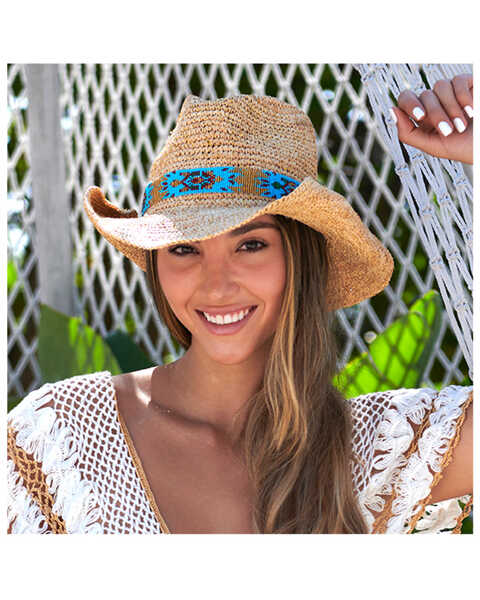Image #3 - Nikki Beach Women's Mazatlan Straw Cowboy Hat , Natural, hi-res