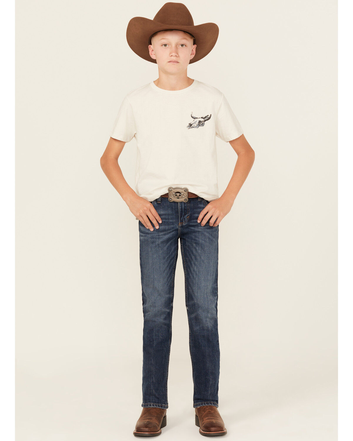 Image #1 - Wrangler 20X Boys' Barksdale Dark Wash Vintage Bootcut Stretch Denim Jeans, Dark Wash, hi-res