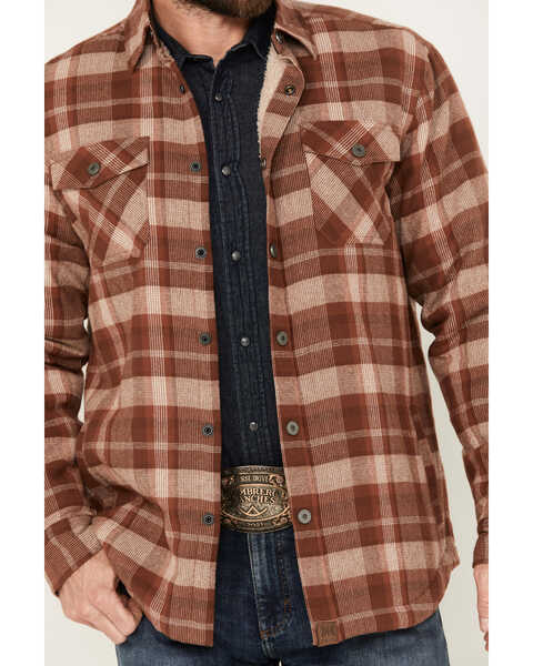 Image #3 - Dakota Grizzly Men's Ivan Plaid Print Sherpa Lined Flannel Shirt Jacket, Rust Copper, hi-res