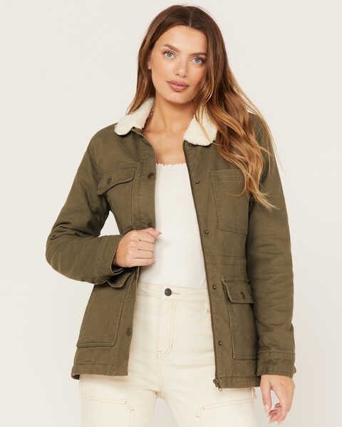 Image #1 - Cleo + Wolf Women's Faux Shearling Jacket, Olive, hi-res