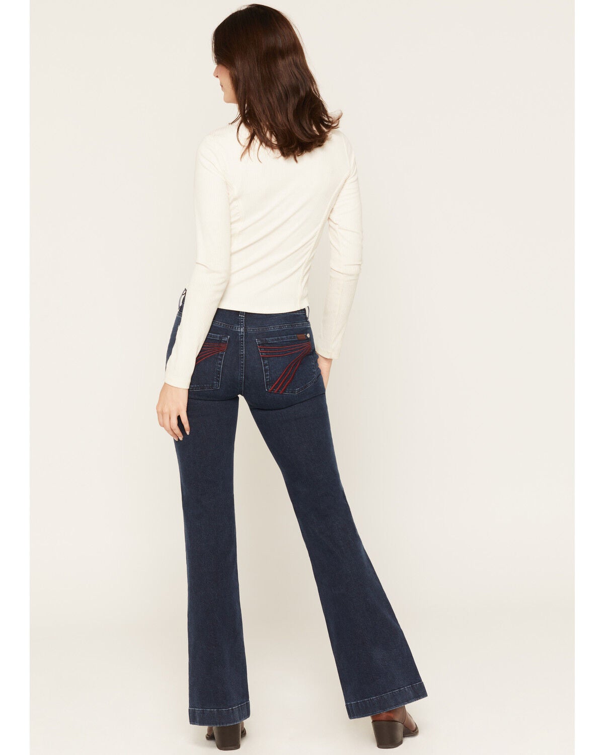 Image #1 - 7 For All Mankind Women's Shadowleaf Dark Wash High Rise 36" Dojo Trouser Stretch Denim Jeans, Dark Wash, hi-res