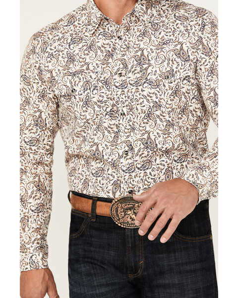 Image #3 - Gibson Trading Co Men's Punk Paisley Print Long Sleeve Snap Western Shirt, White, hi-res