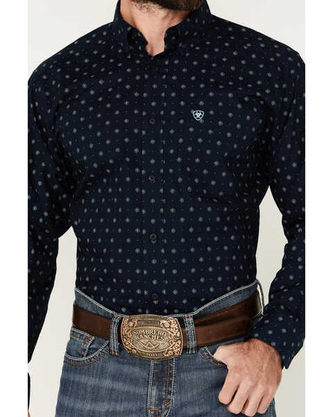 Image #3 - Ariat Men's Percy Geo Print Long Sleeve Button-Down Western Shirt - Big , Dark Blue, hi-res