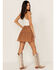 Image #3 - Wishlist Women's Embroidered Eyelet Wrap Mini Skirt, Rust Copper, hi-res