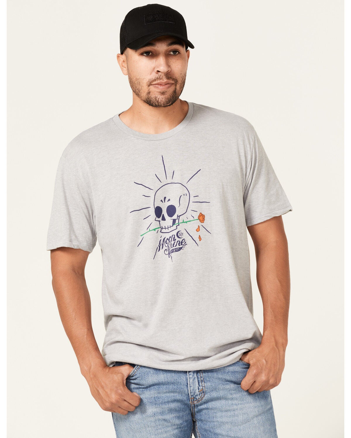 Moonshine Spirit&reg; Men's Simple Skully Graphic T-Shirt, Light Grey, hi-res