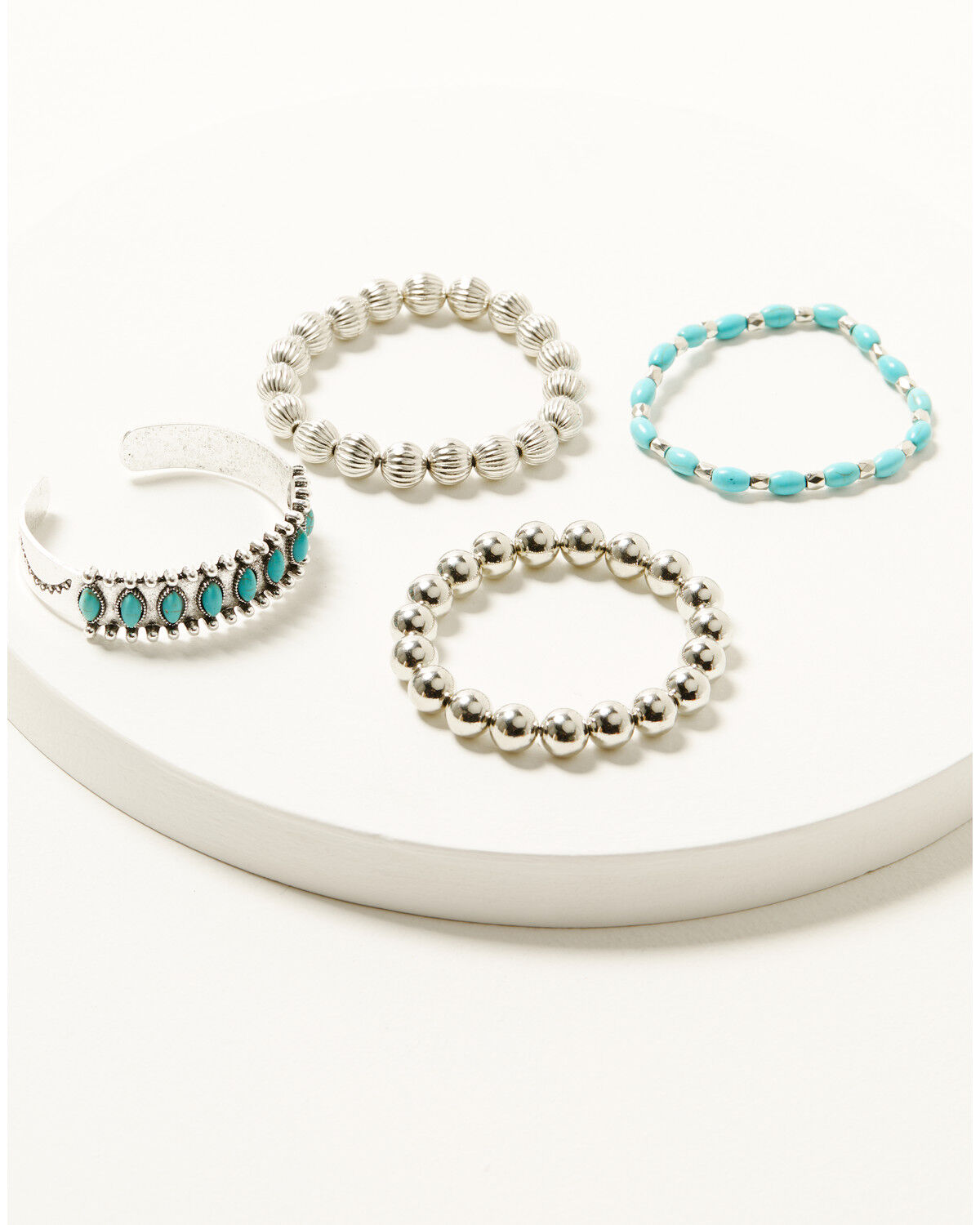 Image #1 - Shyanne Women's Cuff and Stretch Bead Statement Bracelet Set - 4 Piece, Turquoise, hi-res