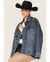 Image #1 - 7 For All Mankind Women's Candy Oil Dark Wash Oversized Embellished Trucker Denim Jacket, Dark Wash, hi-res