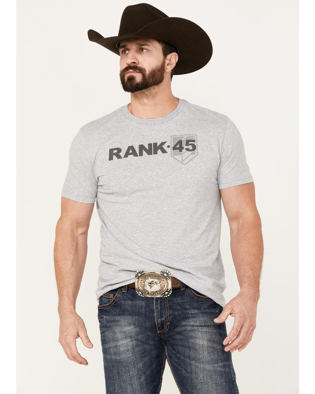 Image #1 - RANK 45® Men's Logo Short Sleeve Graphic T-Shirt, Grey, hi-res