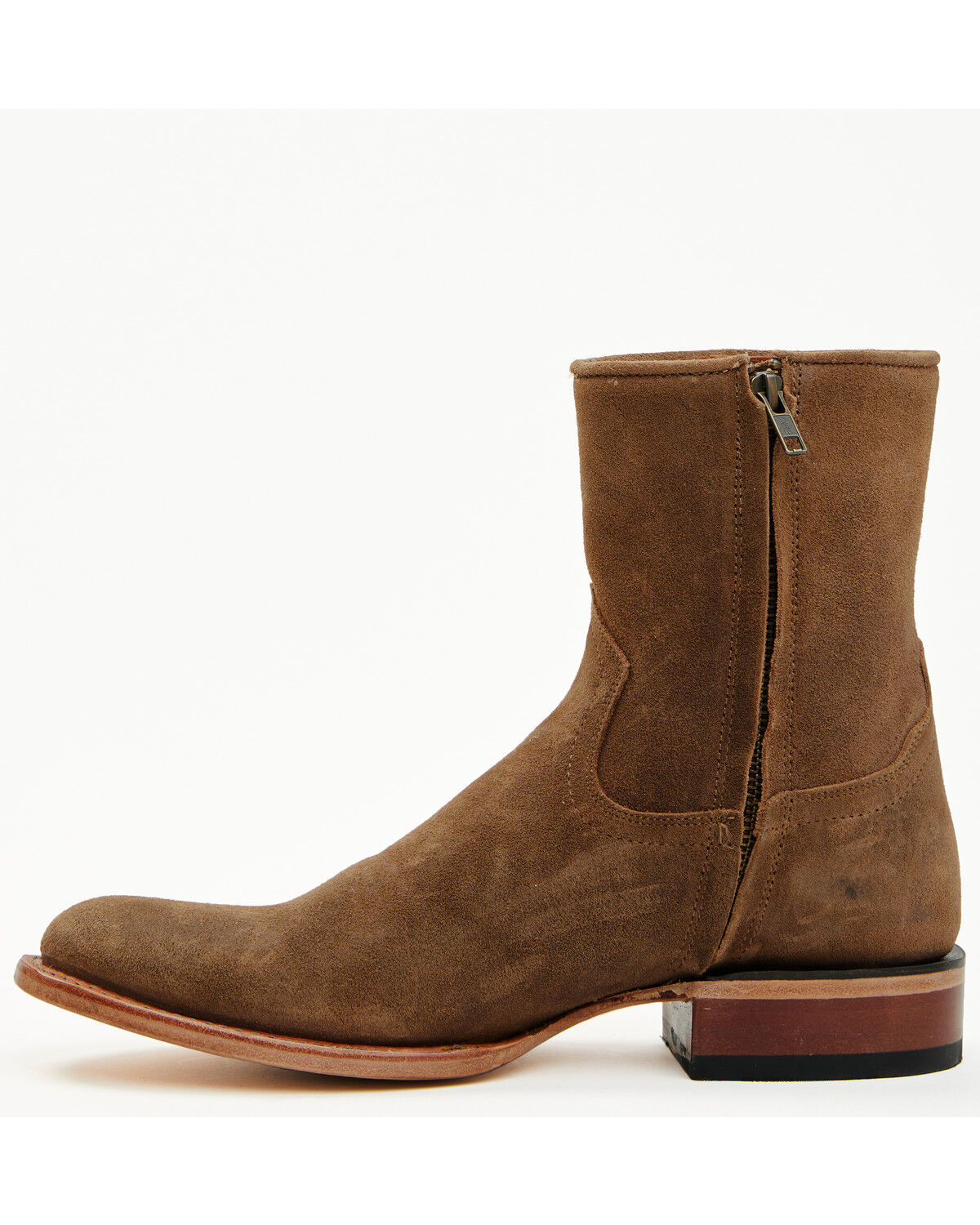 Image #3 - Moonshine Spirit Men's 8" Pancho Roughout Zipper Western Boots - Round Toe, Brown, hi-res