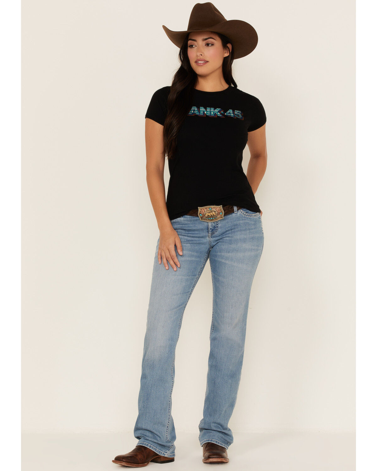 Image #2 - RANK 45® Women's Southwestern Serape Logo Graphic Tee, Black, hi-res