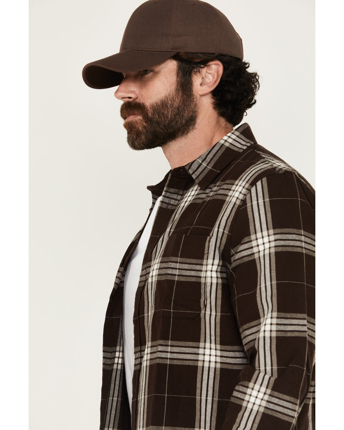 Image #2 - Brothers and Sons Men's Hatch Plaid Print Long Sleeve Button-Down Stretch Western Shirt, Brown, hi-res