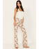 Shyanne Women's High Rise Southwestern Print Stretch Flare Jeans , Grey, hi-res