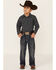 Rodeo Clothing Boys' Dot Geo Print Long Sleeve Snap Western Shirt - Black, Black, hi-res
