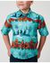 Image #1 - Roper Boys' Cowboy Floral Print Short Sleeve Snap Western Shirt, Blue, hi-res