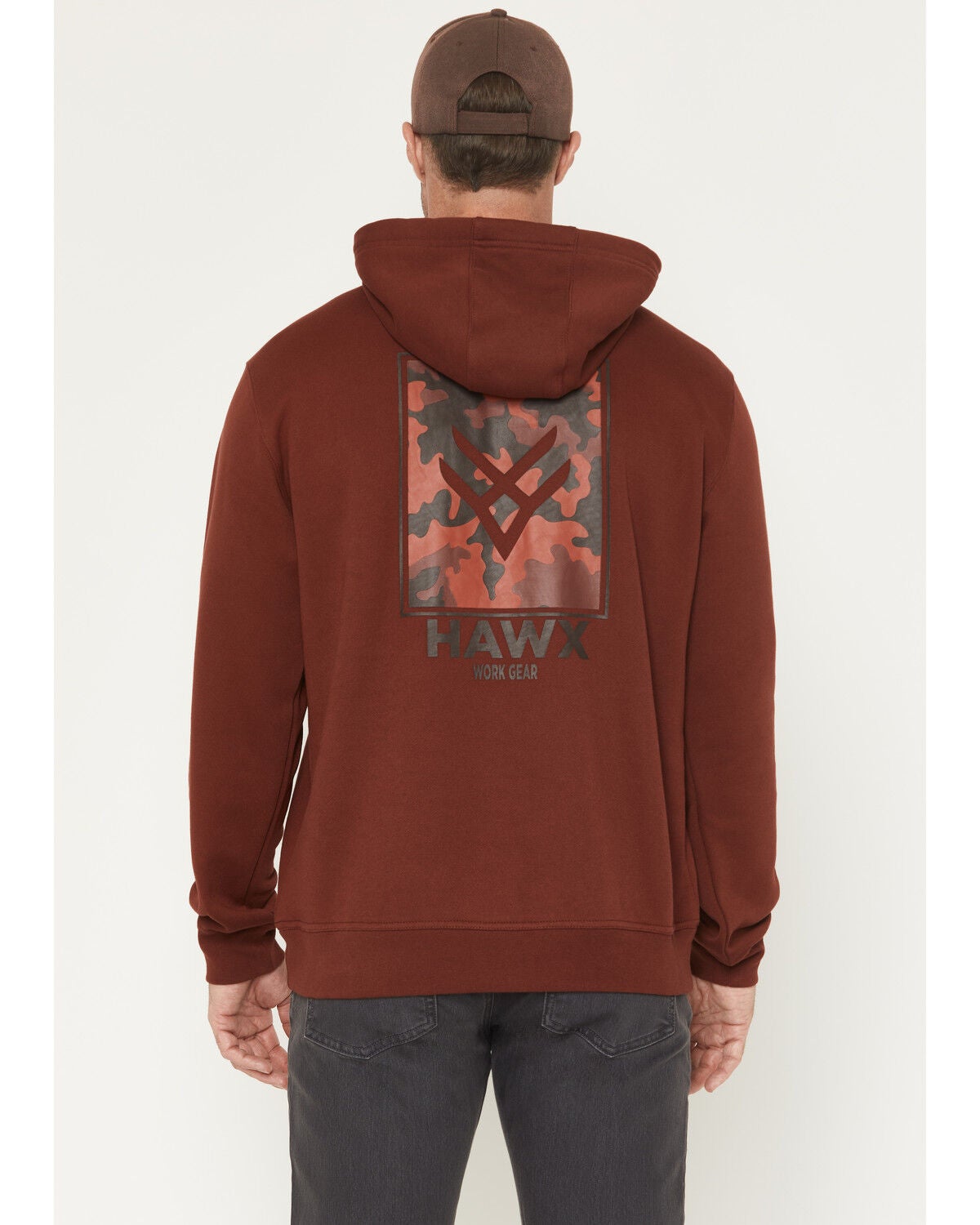 Hawx Men's Camo Logo Hooded Sweatshirt, Wine, hi-res