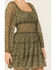 Image #3 - Ash & Violet Women's Floral Print Long Sleeve Mini Dress, Olive, hi-res
