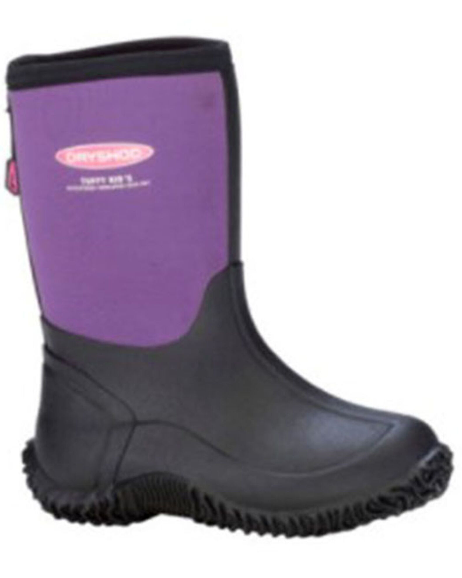 Image #1 - Dryshod Girls' Tuffy Rubber Boots - Soft Toe, Black/purple, hi-res