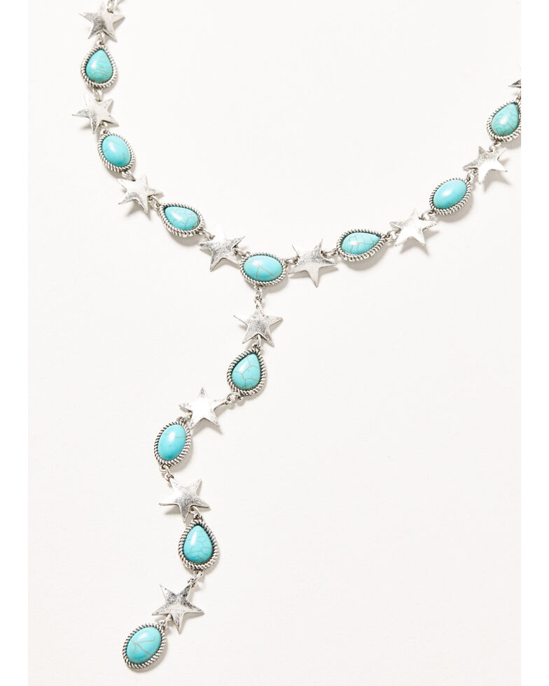 Idyllwind Women's Turquoise & Silver Glowing Star Lariat Beaded Necklace, Silver, hi-res