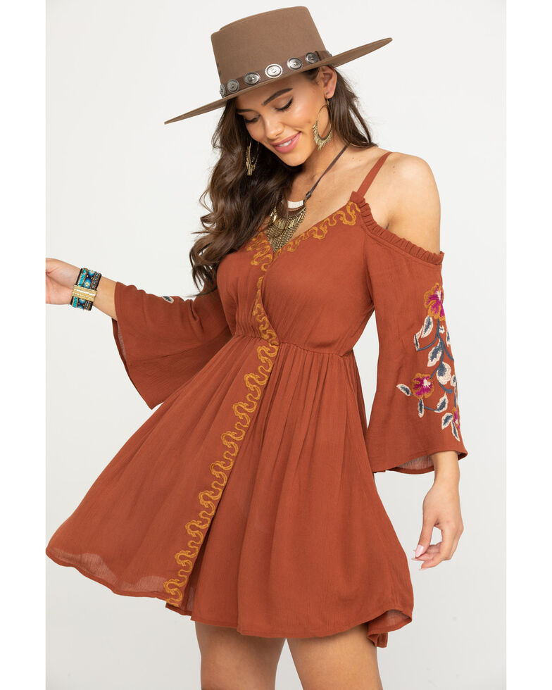 Shyanne Women S Embroidered Cold Shoulder Dress Sheplers