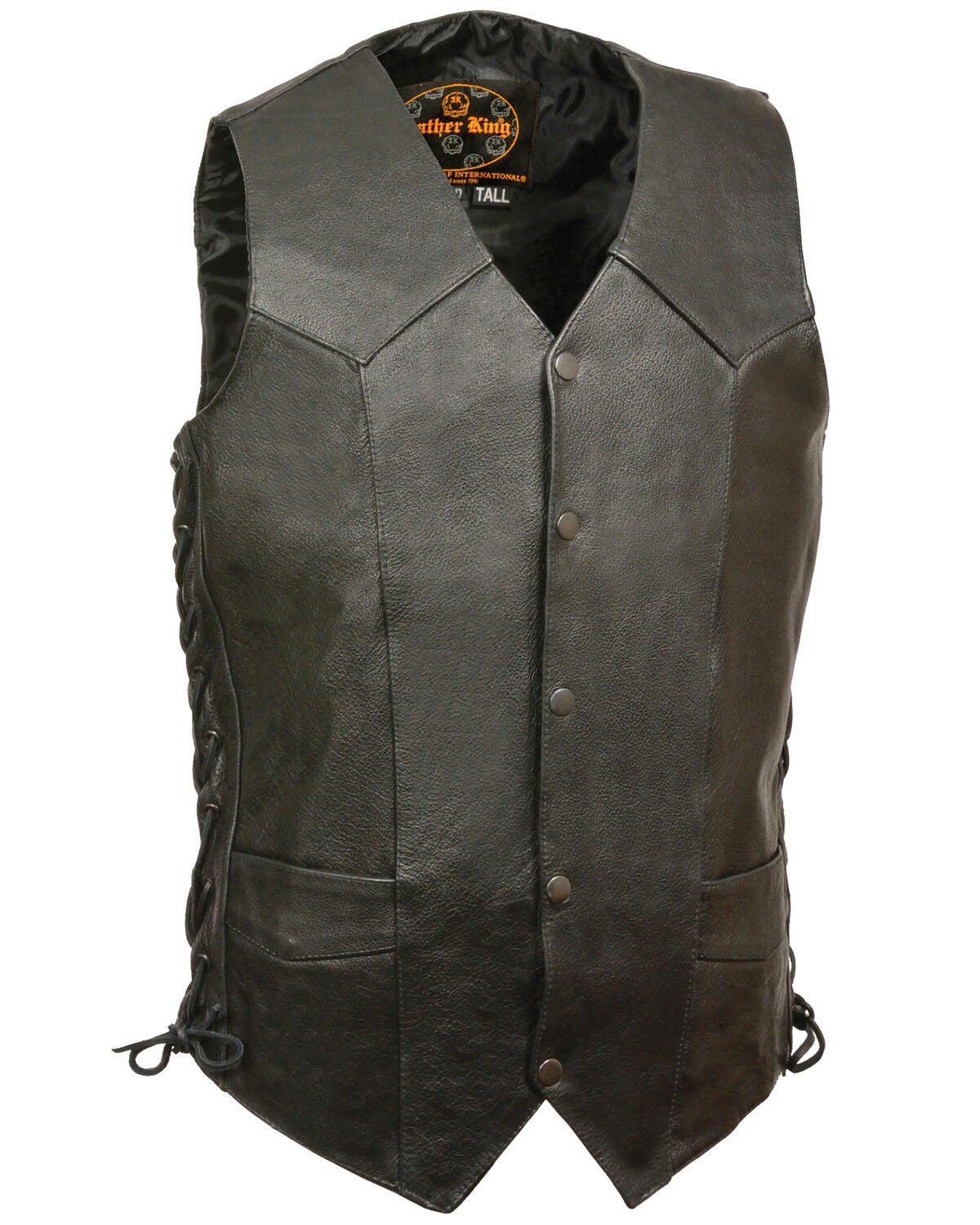 Image #1 - Milwaukee Leather Men's Black Classic Side Lace Biker Vest - Big & Tall, Black, hi-res