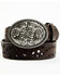 Image #1 - Shyanne Girls' Oval Floral Buckle Embroidered Cut Out Belt, Brown, hi-res
