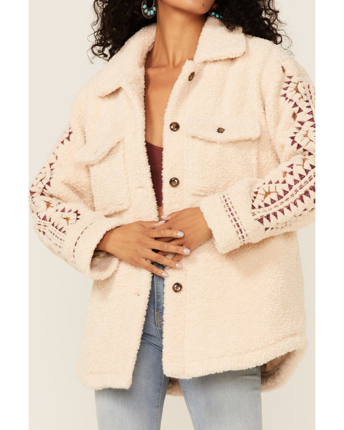 Image #3 - Driftwood Women's Cream Southwestern Pattern Sherpa Jacket, , hi-res