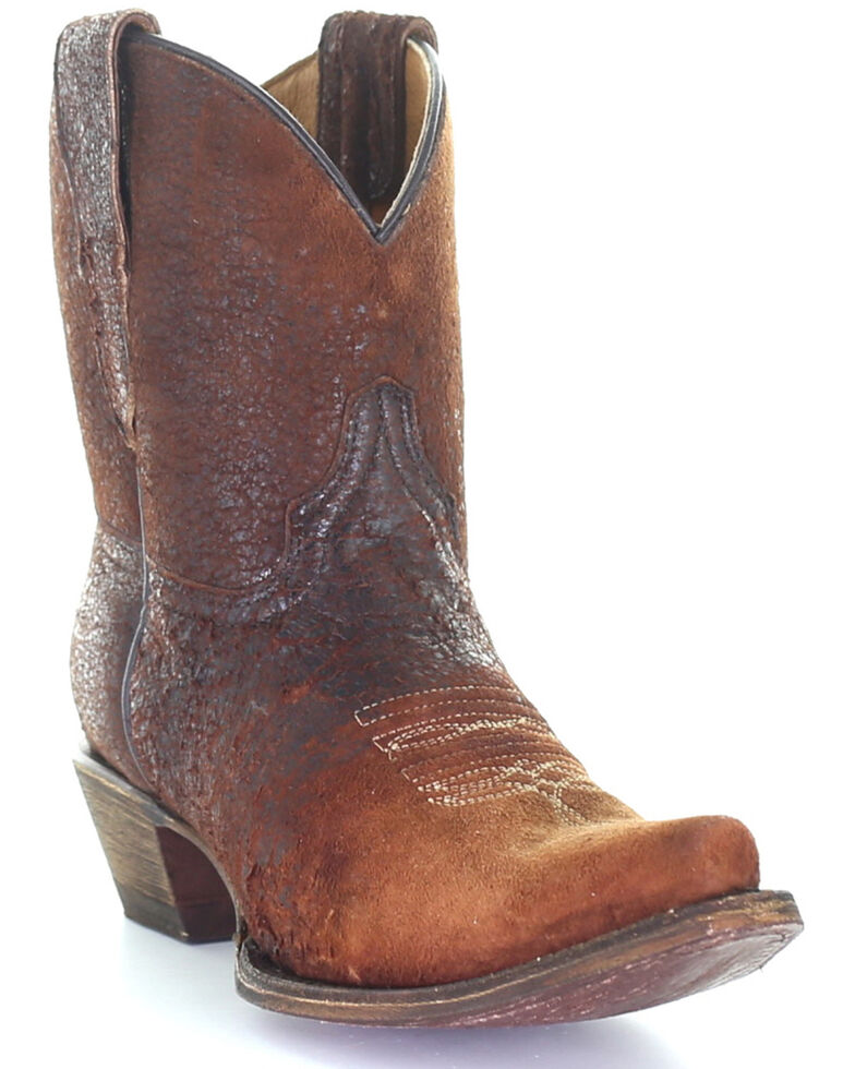 Corral Girls' Brown Ankle Western Boots - Round Toe, Brown, hi-res